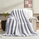Luxury Faux Fur Blanket - Soft Warm Plush Blankets for Couch Sofa Bed, Fluffy Thick Throws for Bedroom, Office, Living Room, Decorative Reversible, Not Easy to shed- 50"x60", Grey/White by CozyNest Decor