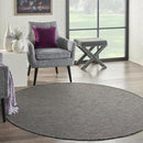 Nourison Positano Indoor/Outdoor Charcoal 6' x Round Area Rug, Easy Cleaning, Non Shedding, Bed Room, Living Room, Dining Room, Backyard, Deck, Patio (6 Round) by CozyNest Decor