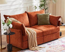 Oversized Loveseat Sofa, Modern Modular Sectional Couch Terracotta Orange Fluffy Chenille Mid Century 2-Seat 24.5" Deep Seat for Apartment, Living Room, Bedroom by CozyNest Decor