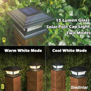 SIEDiNLAR Solar Post Lights Outdoor Glass LED Fence Cap Light 2 Modes for 4x4 5x5 6x6 Posts Deck Patio Garden Decoration Warm White/Cool White Lighting Black (2 Pack) by GreenHaven Gardens