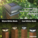 SIEDiNLAR Solar Post Lights Outdoor Glass LED Fence Cap Light 2 Modes for 4x4 5x5 6x6 Posts Deck Patio Garden Decoration Warm White/Cool White Lighting Black (4 Pack) by GreenHaven Gardens