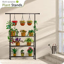 GIOTORENT Plant Stand Indoor Outdoor, 3-Tier Heavy Duty Metal Shelves, Display up to 14 Multiple Plants, Tall Plant Holder with Plant Hanger, Suit for Patio Living Room Garden Balcony, 5 Hooks, Black by GreenHaven Gardens