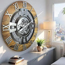 The Gears Clock Real Moving Gear Wall Clock England Line (Wood & Stone, 36 inches (90 cm)) by CozyNest Decor