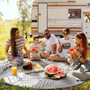 GENIMO Outdoor Rug 8' Round Waterproof for Patios Clearance, Reversible Outdoor Plastic Straw Camping Rug Carpet, Large Area Rugs Mats for RV, Camper, Deck, Balcony, Porch, Beach, Picnic, Grey&White by CozyNest Decor