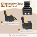 Manual Swivel Rocker Recliner Chair for Adults, Overstuffed Reclining Glider Chair for Nursing with Vibration Massage & Heat, Living Room Rocking Recliner 3-Stage backrest, Faux Leather Black by CozyNest Decor