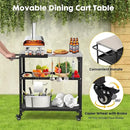 Outdoor Grill Cart Table,Indoor and Outdoor Pizza Oven Table,with 4 Movable Total Lock Casters, Hooks, Side Handle Multifunctional (Stainless Steel Table) by CozyNest Decor