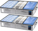 combocube 2 Pack Under Bed Storage Containers, Stackable Closet Organizers and Storage Bins with Sturdy Support, Foldable Underbed Clothes Storage Box for Blanket, Comforter, Sweater, Pillows, Shoes by CozyNest Decor
