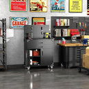 Tool Chest, Tool Cart with 2 Drawer and Lockable Doors, Garage Storage Cabinet with Wheels, Pegboard and 4 Hooks for Garage, Workshop, Metal Tool Storage Cart by GreenHaven Gardens