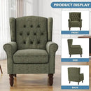 UIXE High Back Accent Chair, Upholstered Armchair in Fabric for Living Room, Retro Wingback Arm Chair Comfy Single Sofa Bedroom Reading Seat with Solid Wood Legs - Green by CozyNest Decor