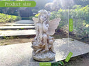 MeritMode 12.8" Fairy Garden Outdoor Guardian Angel Statue - Waterproof Resin with Flower Base, Unique for Patio, Balcony & Yard Decor by GreenHaven Gardens