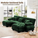 Modular Sectional Sofa, Comfy Cloud Couch 3 Seater Couch with Ottoman, Sectional Couches for Living Room, Modern Chenille U Shaped Couches, Sleeper Deep Seat Sofa with Throw Pillows, Green by CozyNest Decor