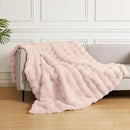 Pink Faux Fuzzy Fur King Size Throw Blanket 90x108 Cozy Furry Throw Rabbit Fur Blanket for Bed Soft Fluffy Blanket King for Living Room Bedroom Home Gifts 1000 GSM by CozyNest Decor