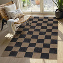 Lahome Checkered Easy Jute 3x5 Rug, Washable Rugs for Living Room Entryway Farmhouse Non Slip Black Outdoor Carpet, Checkerboard Indoor Door Mat for Entry Patio Deck by CozyNest Decor