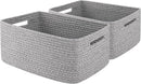OIAHOMY Storage Basket for Shelves, Closet Cube Storage Bins Baskets for Clothes Blanket Towels, Baby Nursery, Toy Baskets Box, Woven Rope Basket, 15.75*11.81*7.09 IN, 2 Packs Grey by TinyTreasures Baby Boutique