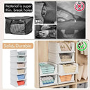 6 Pack Stackable Closet Storage Basket - Stackable Storage Bins, Multifunctional & Foldable Closet Organizer, Wardrobe Storage Space-Saving Clothes Storage Drawer Organizer, White by CozyNest Decor