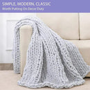 Bigacogo Chunky Knit Throw Blanket for Couch, 80x90 inches, 100% Hand Knitted with Thick Jumbo Chenille Yarn, Cozy Soft Large Rope Knot Cable Crochet Blankets for Sofa Bed Living Room, Light Grey by CozyNest Decor