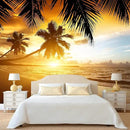 WFBHUA-Tropical Beach Wallpaper Dusk Waves Palm Tree Leaf Coconut Tree Wall Mural for Living Room Bedroom (Not Peel and Stick) by CozyNest Decor