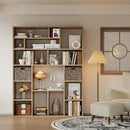 71" Tall 6-Tier Heavy Duty Bookcase with 2 Foldable Storage Baskets, 55" Wide Open Bookshelf with 16 Irregular Cubes for Living Room, Office （Yellow） by CozyNest Decor