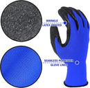 Evridwear Crinkle Latex Rubber Hand Coated Safety Work Gloves for Men Women General Multi Use Construction Warehouse Gardening Assembly Landscaping (Medium,Blue- 12Pair) by GreenHaven Gardens