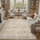 DCX Machine Washable Brown and Beige Area Rug 8x10, Non Slip Stain Resistant Vintage Rug for Living Room Diningroom Bedroom Nursery, Soft Low Pile Large Carpet by CozyNest Decor