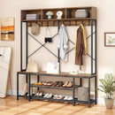 YITAHOME Entryway Bench with Coat Rack, 5-in-1 Hall Tree with Shoes Storage, Industrial Freestanding Coat Rack Shoe Bench with Storage Shelves, 10 Hooks for Hallway, Bedroom, Rustic Brown by CozyNest Decor