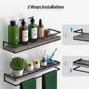 Meangood Floating Shelves Wall Mounted Set of 2, Rustic Wood Wall Storage Shelves for Bedroom,Living Room,Bathroom, Kitchen Pine by CozyNest Decor