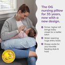 Boppy Nursing Pillow - Ergonomic Bottle & Breastfeeding Pillow with High, Firm, Large Area, Water-Repellent Cushion with Washable Cover; Baby Safety Alliance Verified - Blue Speckled Current by TinyTreasures Baby Boutique