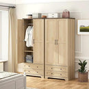 Brafab Armoire Wardrobe Closet with 2 Modern Doors Set of 2, 71" Tall Freestanding Closet Wardrobe Cabinet with Drawers and Hanging Rail, Wooden Storage Cabinet with Shelve for Bedroom,Natural by CozyNest Decor