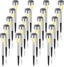 GIGALUMI Solar Lights Outdoor Waterproof, 20 Pack, Stainless Steel LED Solar Garden Lights for Patio, Lawn, Yard and Landscape, Garden Decor Patio Decor,Warm White by GreenHaven Gardens