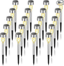 GIGALUMI Solar Pathway Lights 20 Pack, Stainless Steel IP44 Waterproof Auto On/Off Outdoor LED Solar Landscape Lights for Garden, Yard, Patio, Path and Walkway. (Warm White) by GreenHaven Gardens