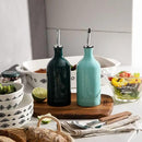 Sweejar Ceramic Olive Oil Dispenser Bottle, Opaque Oil Cruet Protects Oil to Reduce Oxidation, Suitable for Storage Oil, Vinegar, Coffee Syrups & Other Liquids, Pack of 1, 15.5 Fl Oz (Turquoise) by CozyNest Decor