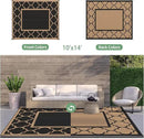 GENIMO 10 ' x 14 ' Outdoor Rug Waterproof for Patio Decor, Foldable Reversible Plastic Straw Area Rugs Mat for Camper, Outside Carpet for Rv, Deck, Porch, Picnic, Beach, Balcony, Black & Brown by CozyNest Decor