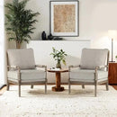 DUHOME Linen Fabric Spindle Accent Chairs Set of 2,Spool Chairs with High Resilience Spring Cushion and Armrest Pads, Leisure Armchair for Living Room Bedroom Farmhouse Home Office Belcony by CozyNest Decor