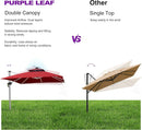 PURPLE LEAF 10 Feet Double Top Deluxe Solar Powered LED Square Patio Umbrella Offset Hanging Umbrella Outdoor Market Umbrella Garden Umbrella, Terra by GreenHaven Gardens