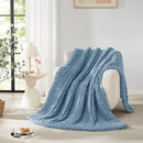 L'AGRATY Chunky Knit Blanket Throw: 72''x84'' Chenille Chunky Knitted Throw Blankets for Bed Couch - Handmade Thick Big Cable Knit Blanket - Large Crochet Rope Blankets for Home Decor(Airy Blue) by CozyNest Decor