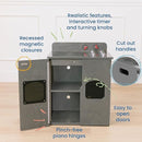 ECR4Kids Play Kitchen Stove, Wooden Playset, Grey Wash by TinyTreasures Baby Boutique