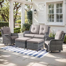 Outdoor Wicker Patio Furniture Set - 5 Piece Rattan Patio Conversation Set with 2 Rocking Swivel Chairs,2 Ottomans and 1 Loveseat for Porch Deck Backyard Garden(Mixed Grey/Grey) by GreenHaven Gardens