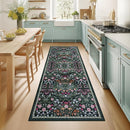 Runner Rug for Entryway: 2x6 Kitchen Rugs Non Slip Washable Ultra-Thin Soft Floral Carpet Indoor Floor Stain Resistant Carpets for Hallway Bedroom Kitchen Laundry Bathroom Dorm Dark Green by TinyTreasures Baby Boutique