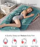 Pregnancy Pillow, Full Body Maternity Pillow 57 inch, with Removable Washable Cover - Sleep Support for Legs, Back, Neck, Shoulder, HIPS, Belly, Velvet Cover (Dark Green) by TinyTreasures Baby Boutique