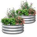 KING BIRD Raised Garden Bed Galvanized Round Planter Box Outdoor for Gardening, Plants, Vegetables, Flowers, Silver, 24x24x12 in, 2 Packs by GreenHaven Gardens