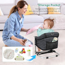 Booster Seat for Dining Table: Portable Toddler Booster Chair with Safety Buckle and Height Adjustable, Foldable Baby Feeding Chair, Kids High Chair Booster Seat for Kitchen Home Travel - Black by TinyTreasures Baby Boutique
