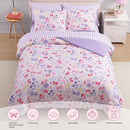 Queen Comforter Set with Sheets for Girls-7 Pieces Queen Bedding Sets with Pink Comforter, Sheets, Pillowcases & Shams for Kids (Cute Botanical Flowers, 90" X 90") by TinyTreasures Baby Boutique