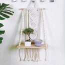 Wooden Macrame Wall Hanging w/Shelf & Sturdy Beaded Rope - Handmade Modern Living Room Decor - Macrame Wall Decor to Securely Hold Plants & More - Beautiful Boho Decorations for Interior Design by CozyNest Decor
