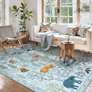 OJIA Animal Print Washable Area Rug 5x7, Soft Nursery Rugs for Living Room Ultra-Thin Non-Shedding Kids Bedroom Rug, Stain Resistant Throw Rug Large Carpet for Dining Room, Light Blue by TinyTreasures Baby Boutique