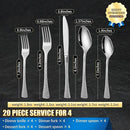 Hammered Silverware Set,20 Piece Modern Flatware Set Service for 4,Mirror Polished Stainless Steel Cutlery Set Utensil Set Tableware Set,Kitchen Knives Forks Spoons Set,Dishwasher Safe by CozyNest Decor