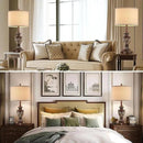 Farmhouse 3-Way Dimmable Touch Table Lamp Set of 2 for Bedroom Living Room with USB A+C Charging Ports 27.75" Tall Rustic Traditional Nightstand Bedside Lamps Brown End Table Lamp (2 Bulbs Included) by CozyNest Decor