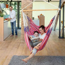 LA SIESTA - XL King Habana Cotton Hammock Swing - Indoor/Outdoor Boho Hanging Chair - Max 355 Lbs, Flamingo by GreenHaven Gardens