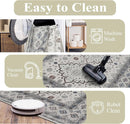 9x12 Area Rug Living Room Rugs, Stain Resistant Washable Rug, Vintage Large Non-Slip Backing, Low Pile Lightweight Print Rug for Bedroom Dinning Room Home Office (White Cream/Gray) by TinyTreasures Baby Boutique
