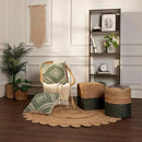 REDEARTH · Cylindrical Pouf Foot Stool Ottoman - Jute Braided Pouffe Poof Accent Sitting Footrest for The Living Room, Bedroom, Nursery, Patio, Lounge - Set of 2 (14.5”x14.5”x16”; Natural Olive) by CozyNest Decor