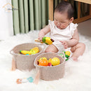 Small Soft Organizer Baskets，Decorative Mini Round Woven Rope Storage Bin Empty Gift Baskets for Man，Office, Desk Decor, Gifting, Kids, Toys, Pre Shaped, Brown, 2 Pack by TinyTreasures Baby Boutique